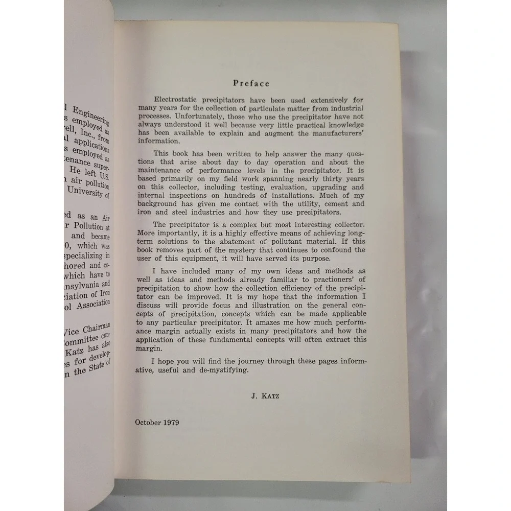 The Art‎ of Electrostatic Precipitation Jacob Katz 1979 Technical Guide